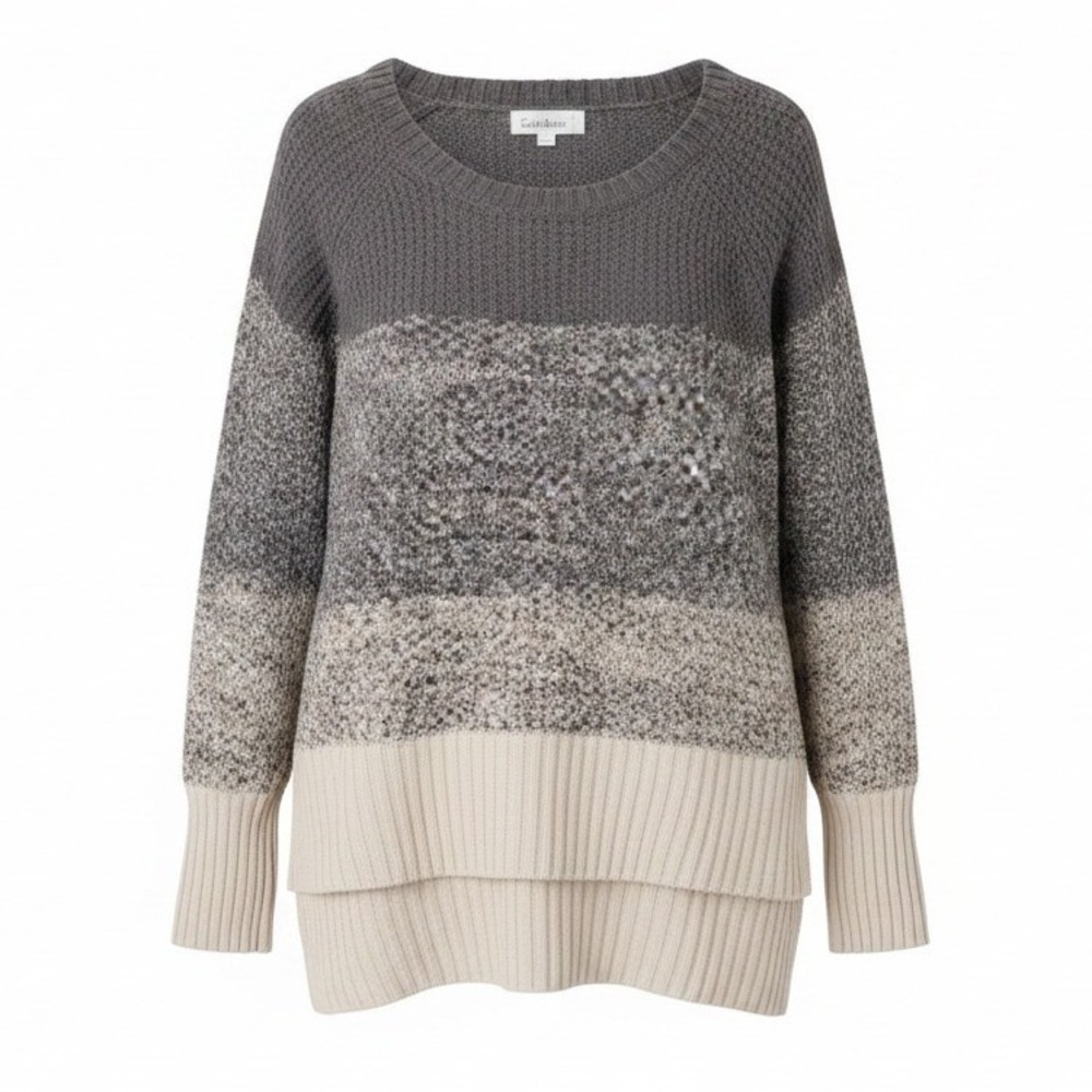 Cloud Chaser Casual Colorblock Ombre Stripe XL High Low Sweater